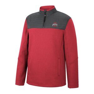 OHIO STATE BUCKEYES MENS RED LONG SLEEVE 1/4 ZIP PULLOVER STYLE: 150315928